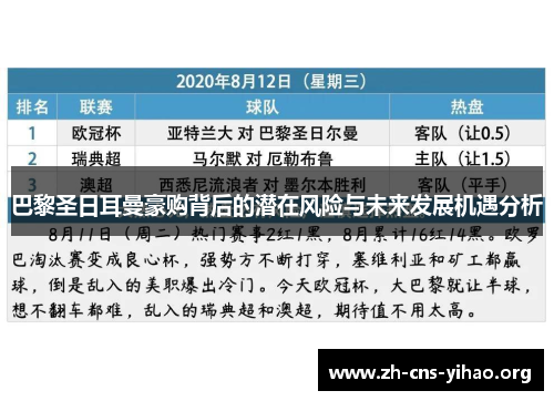 巴黎圣日耳曼豪购背后的潜在风险与未来发展机遇分析 巴黎圣日耳曼豪购背后的潜在风险与未来发展机遇分析